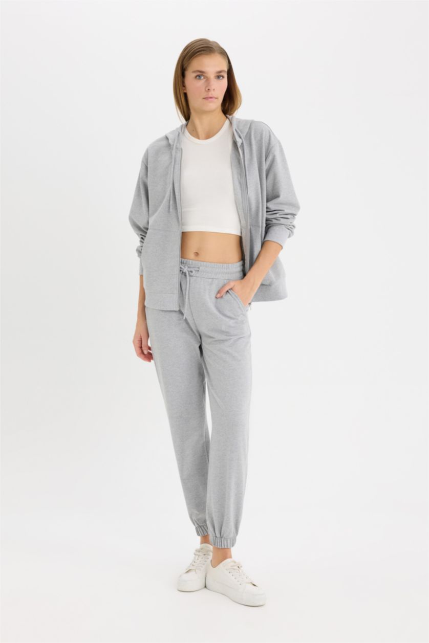 WOMAN Grey Melange Pocketed Jogger Pants
