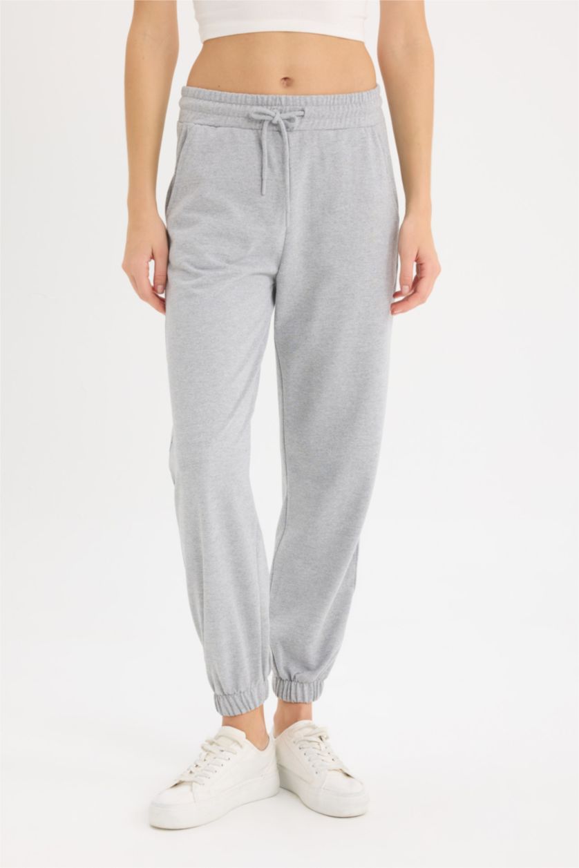 WOMAN Grey Melange Pocketed Jogger Pants
