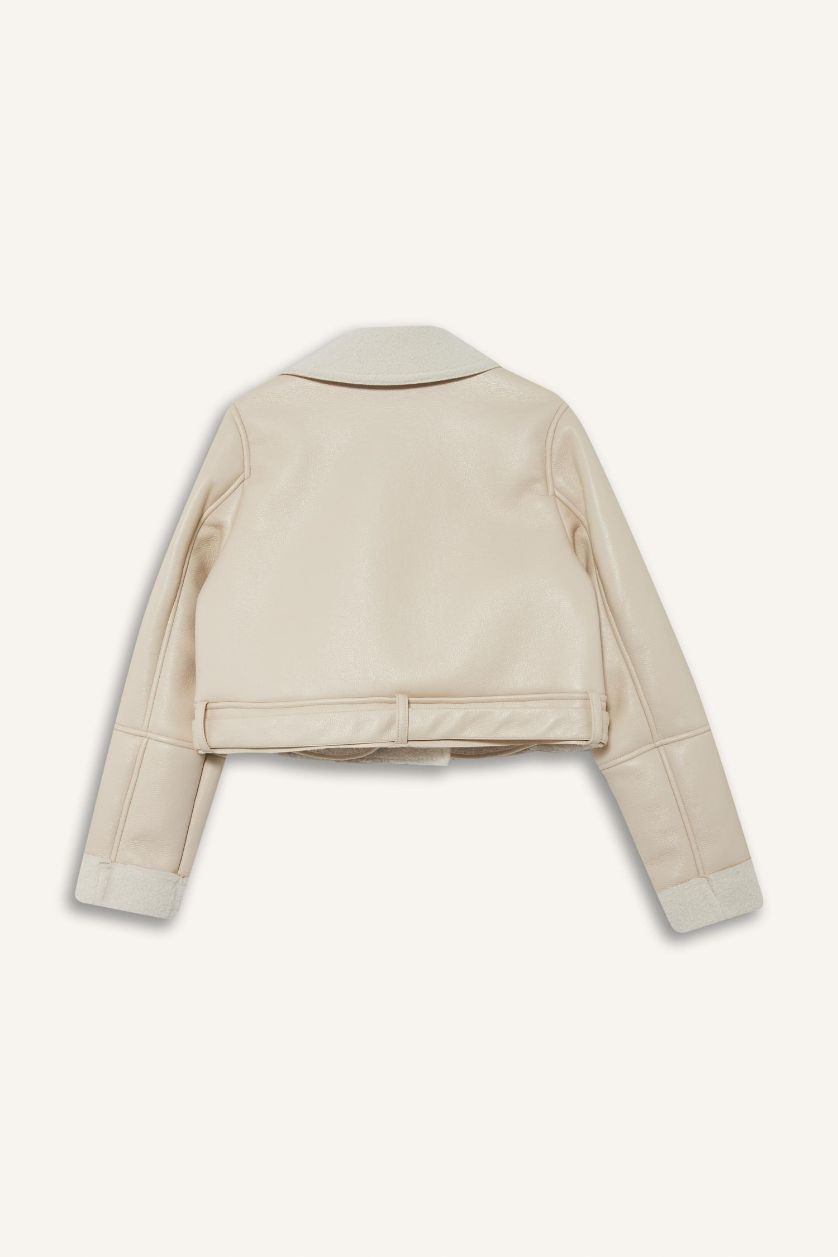 WOMAN Ecru Regular Fit Faux Fur Lined Jacket