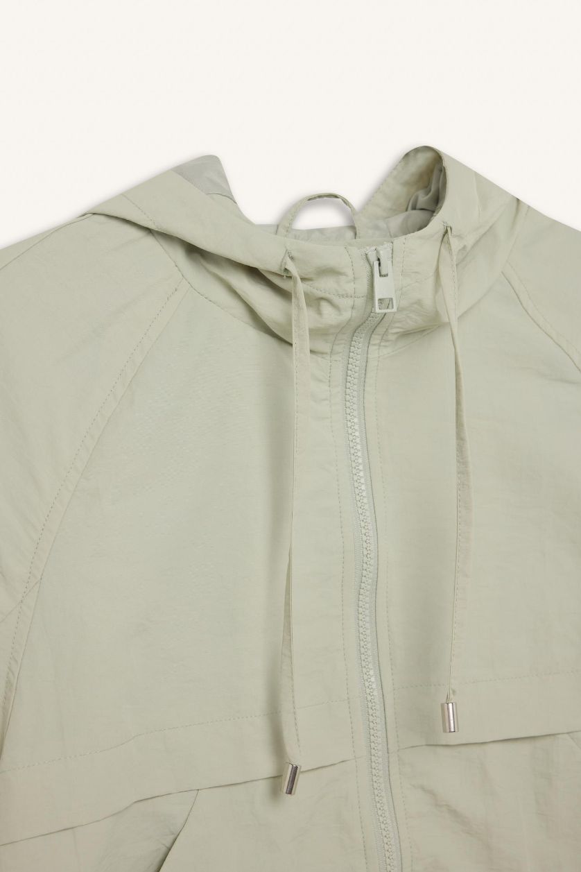 نساء نعناع جاكيت مطر كروب قصة عادية بغطاء للرأس