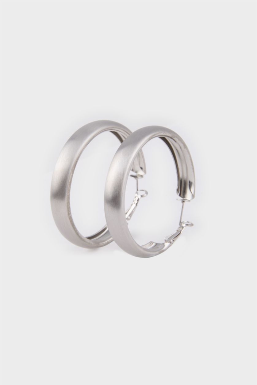 Kadın Gümüş Kadın Mat Silver Halka Küpe