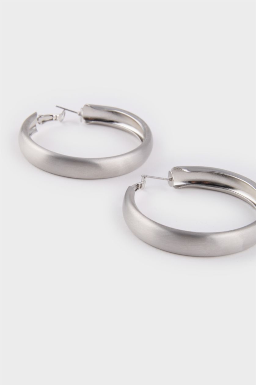 Kadın Gümüş Kadın Mat Silver Halka Küpe