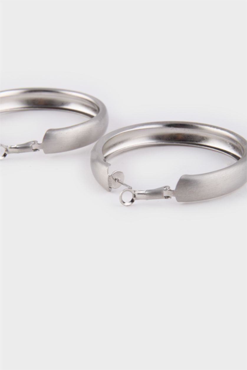 Kadın Gümüş Kadın Mat Silver Halka Küpe