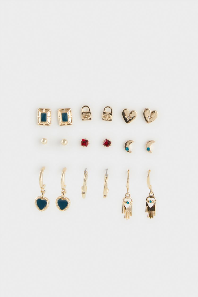 Kadın Karma Kadın 9'lu Gold Küpe