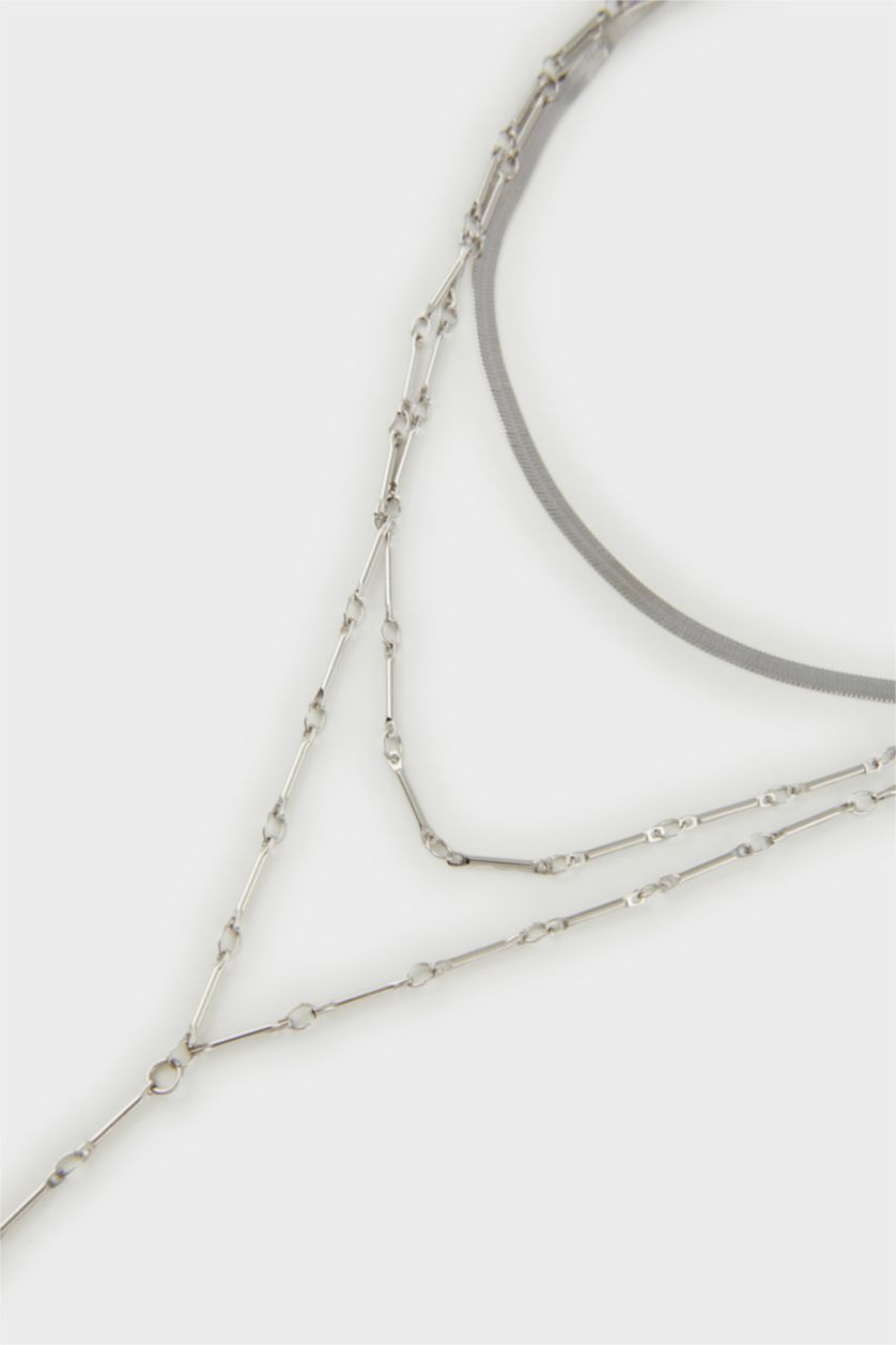 Женщины Серебряный Женское потройное серебряное колье Y с подвесками