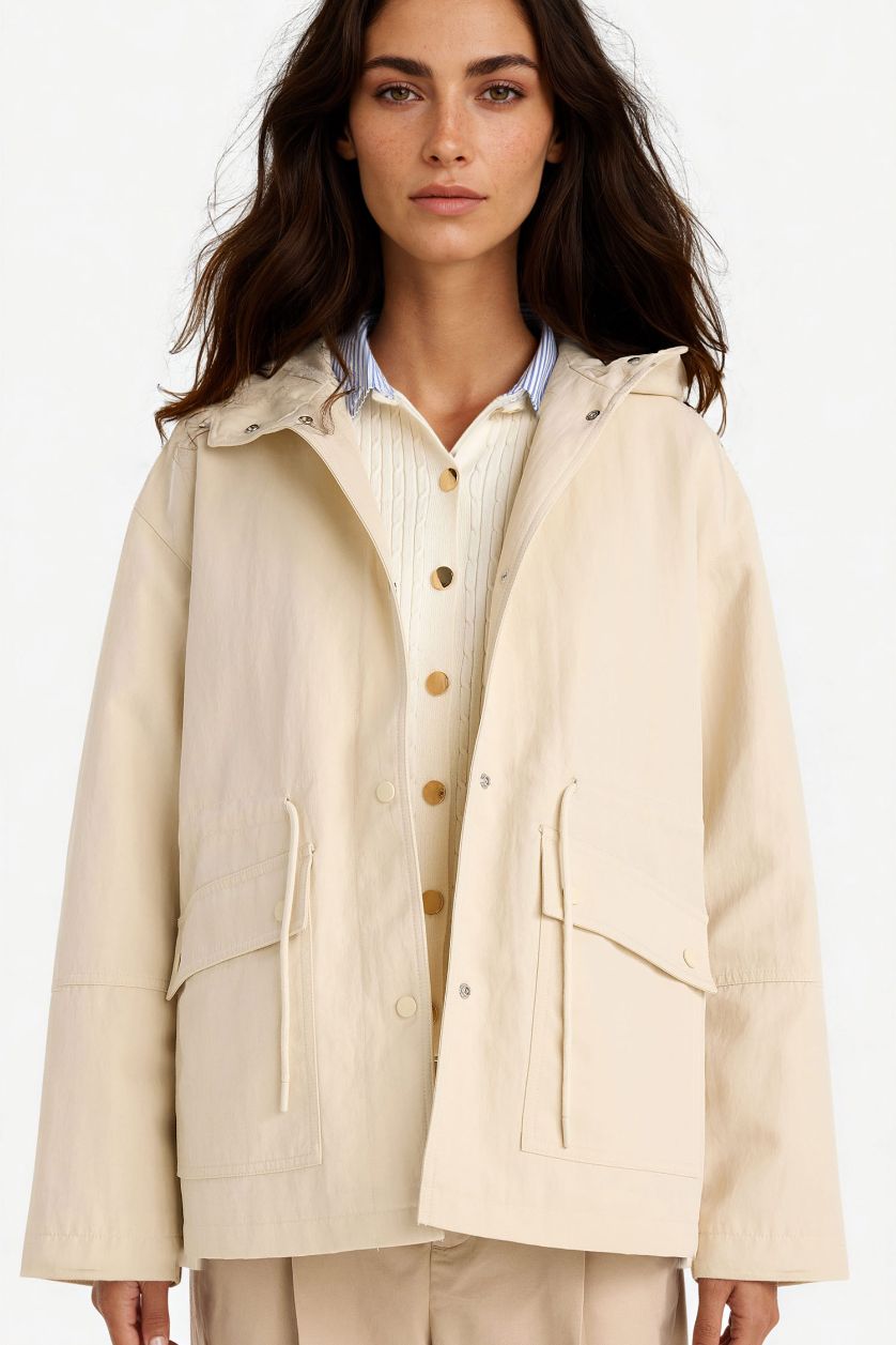 WOMAN Stone Regular Fit Waterproof Hooded Pocketed Raincoat