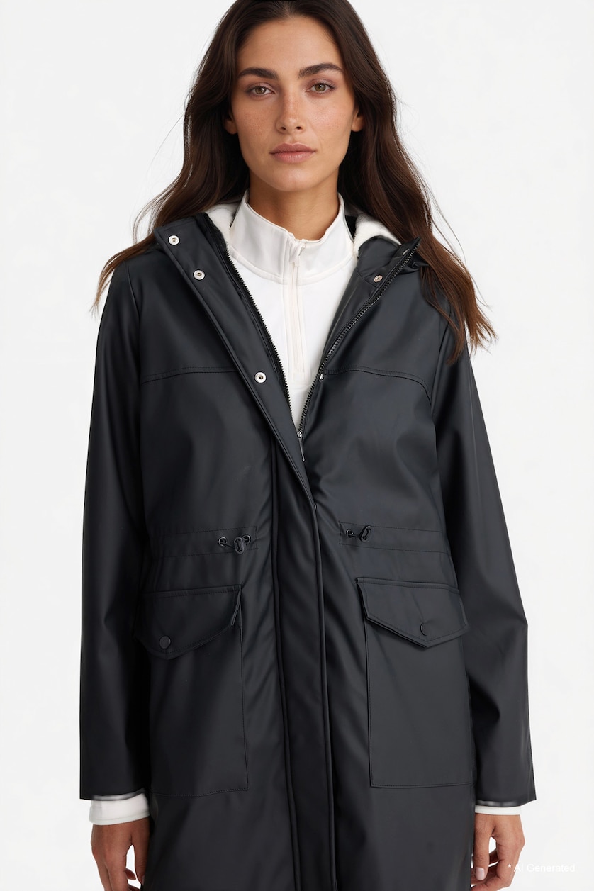 نساء أسود Raincoat