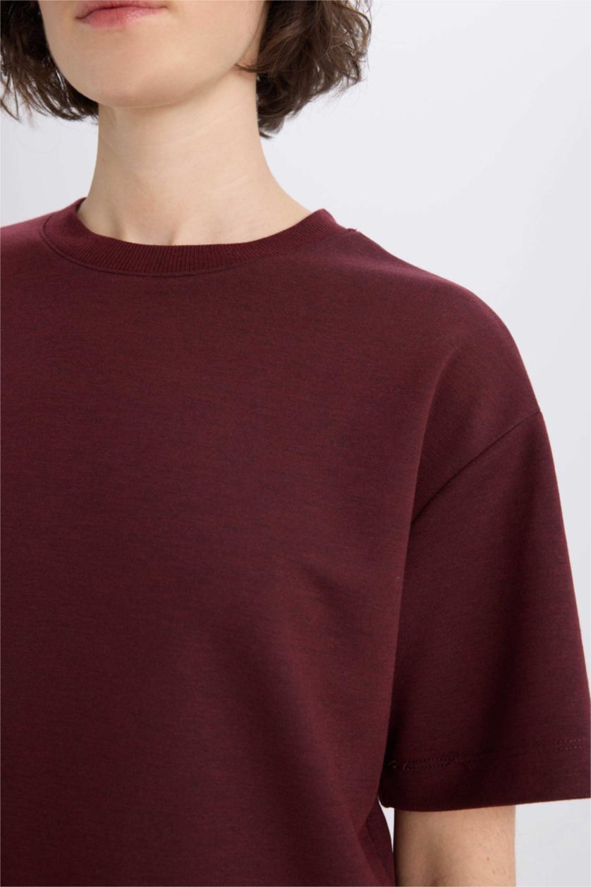 FEMME Bordeaux Clair T-shirt oversize basique à col rond