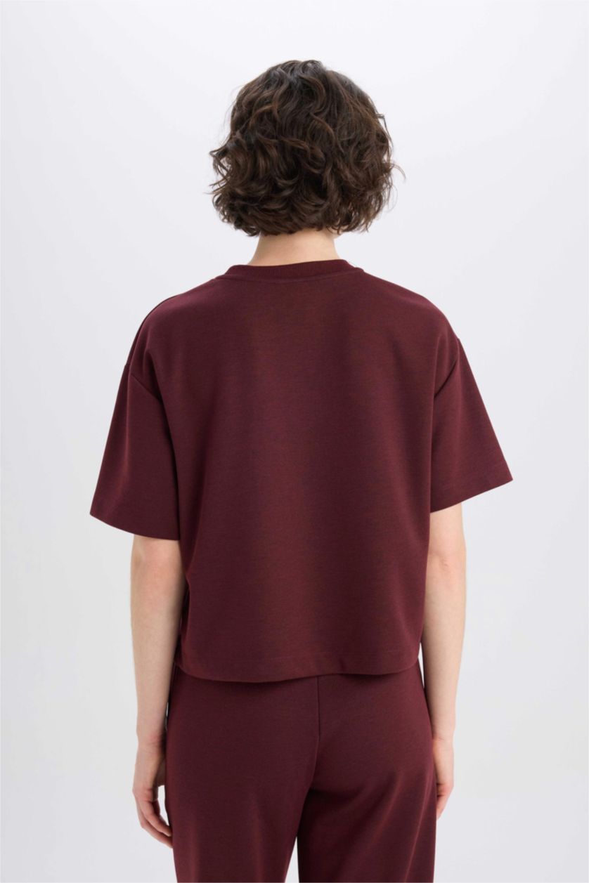 FEMME Bordeaux Clair T-shirt oversize basique à col rond