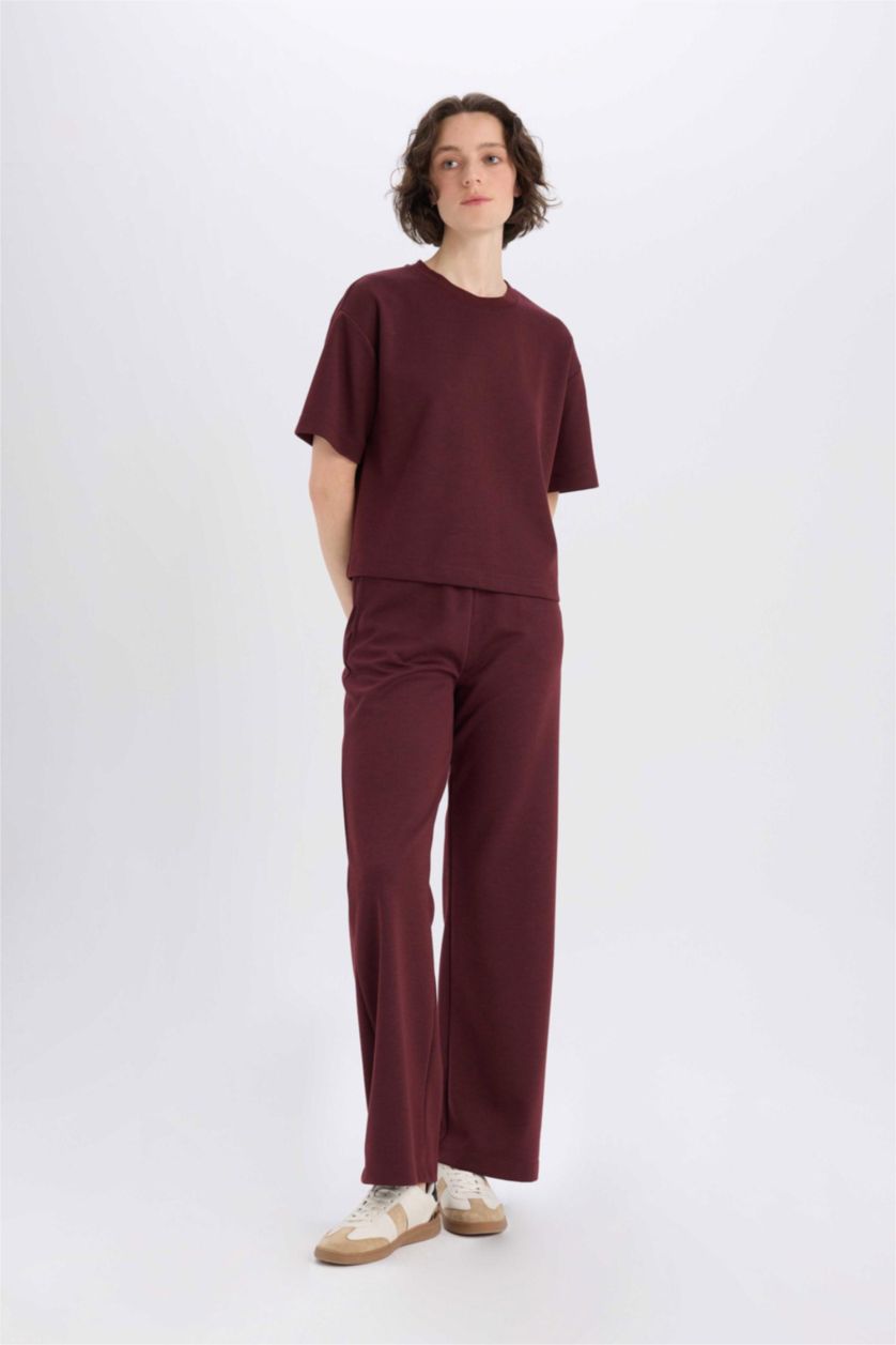 FEMME Bordeaux Clair Pantalon droit avec poches