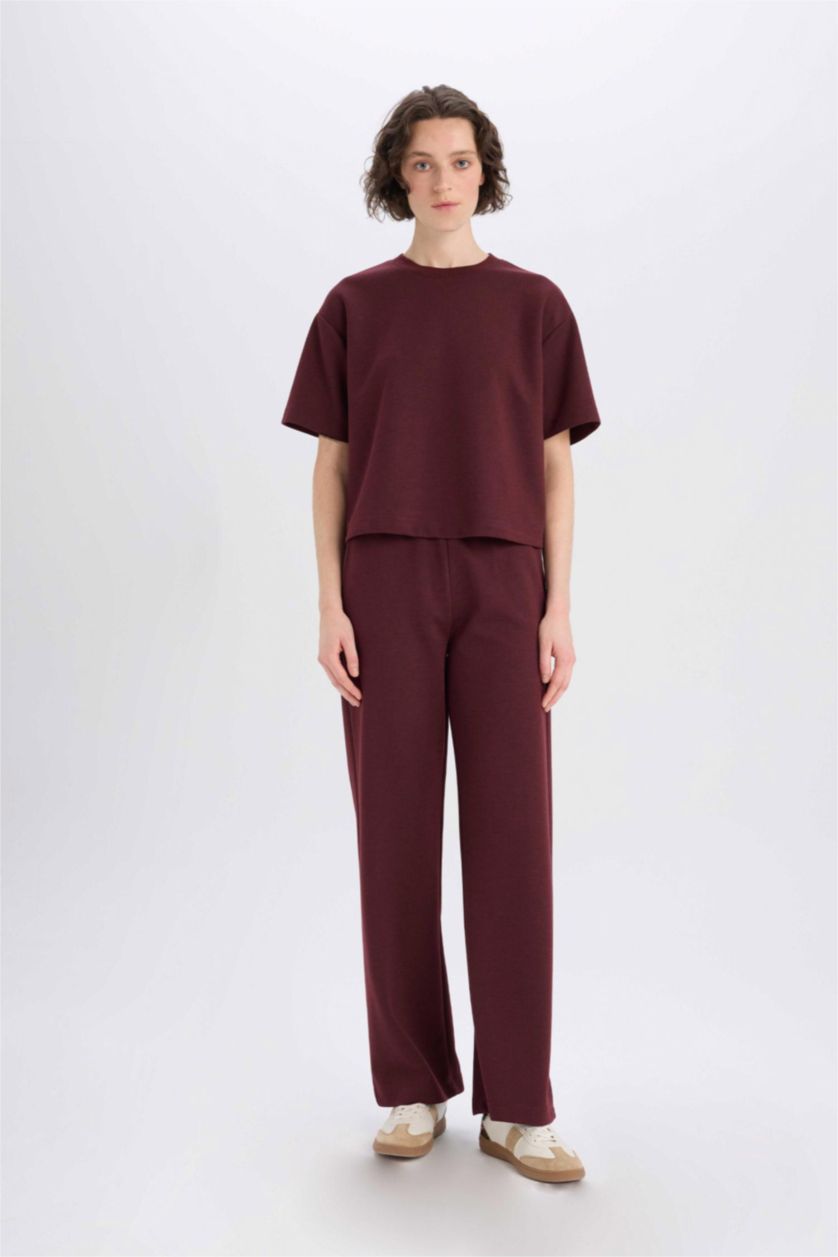 FEMME Bordeaux Clair Pantalon droit avec poches