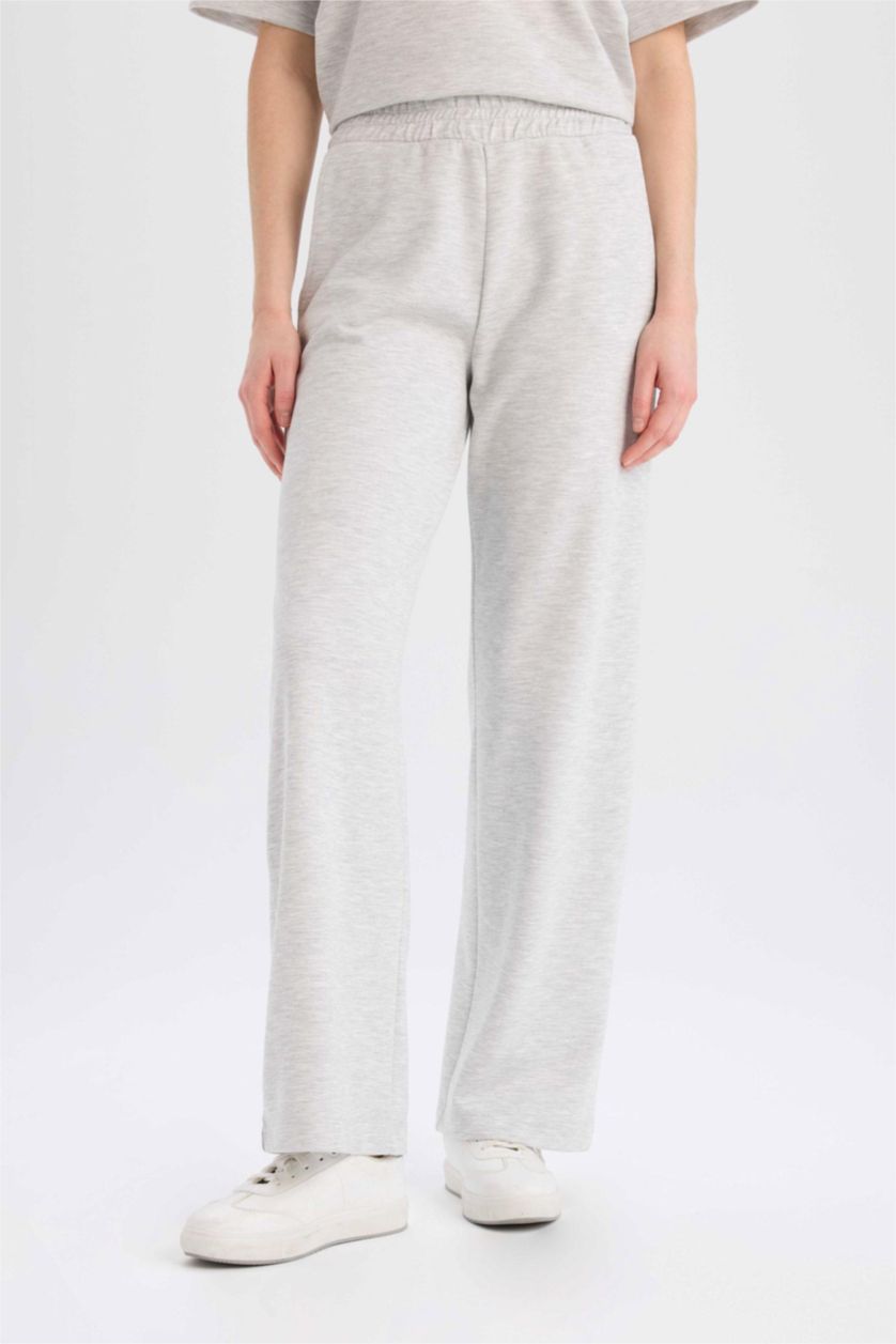 FEMME Gris Clair Pantalon droit avec poches Coupe droite