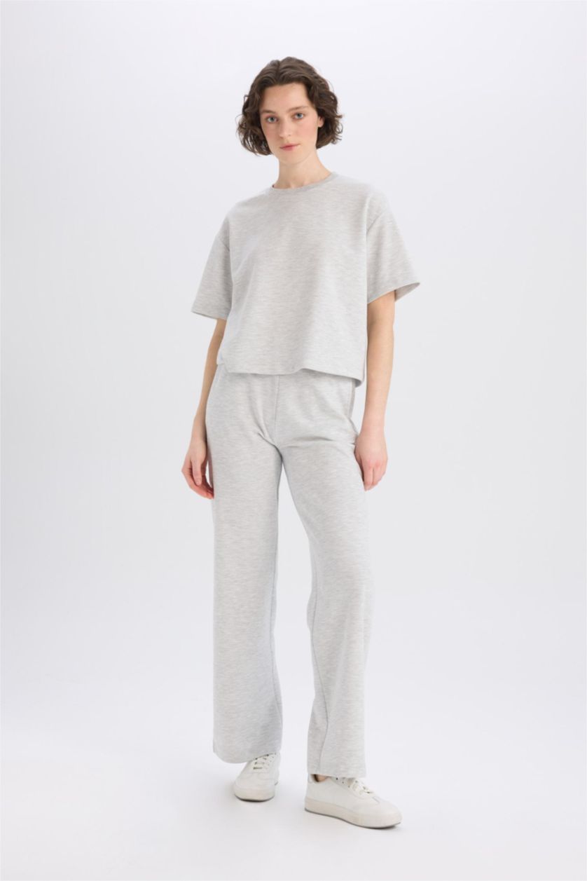 FEMME Gris Clair Pantalon droit avec poches Coupe droite