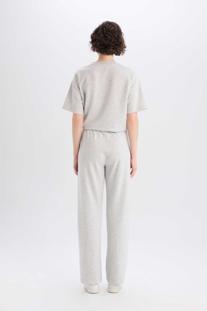 FEMME Gris Clair Pantalon droit avec poches Coupe droite