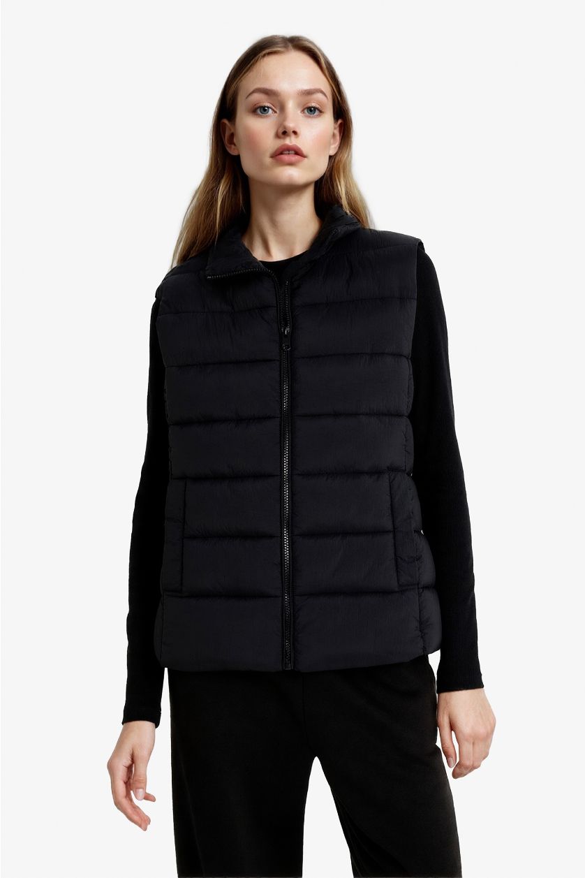WOMAN Black Waterproof Zipered Vest