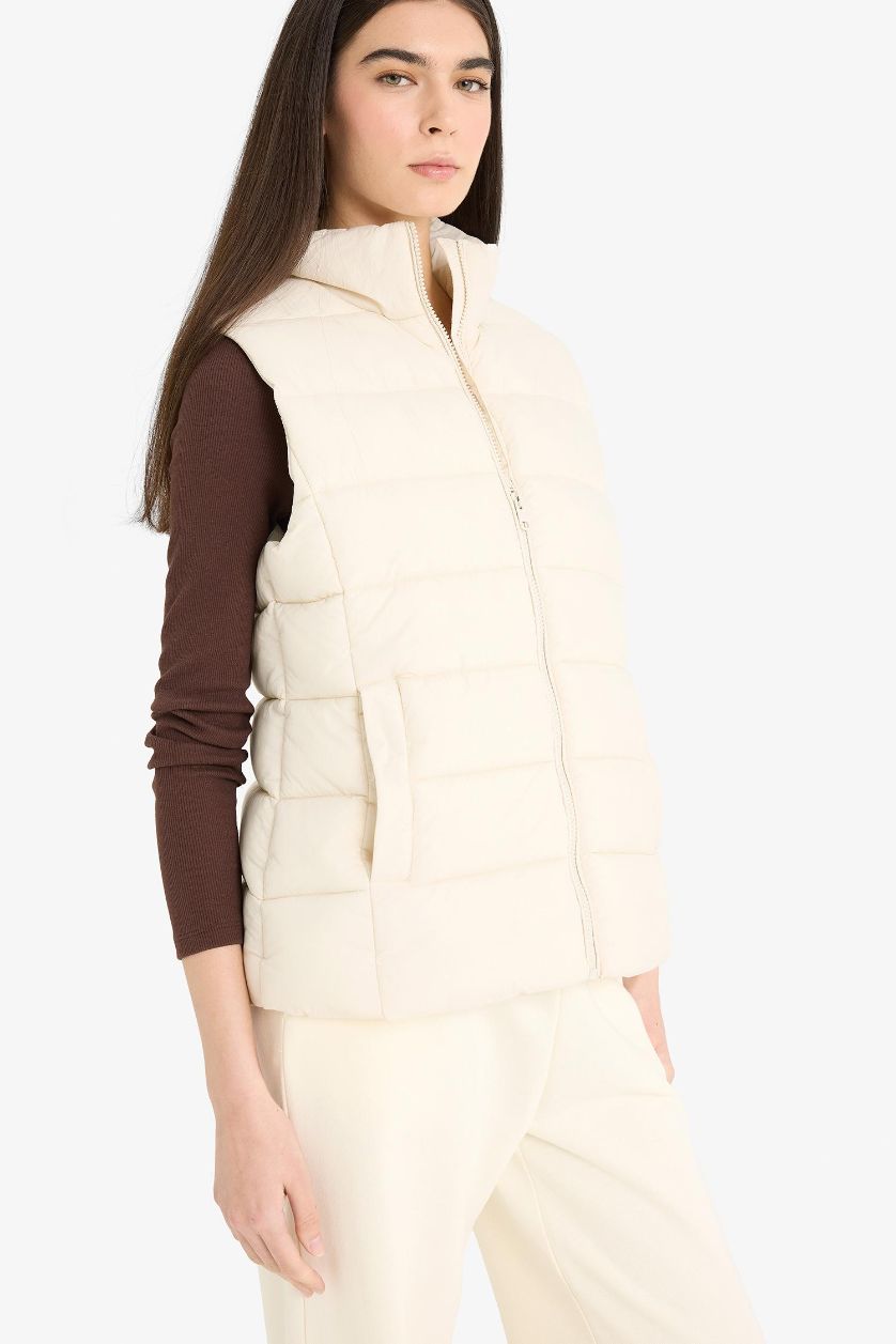 WOMAN Ecru Waterproof Zipered Vest