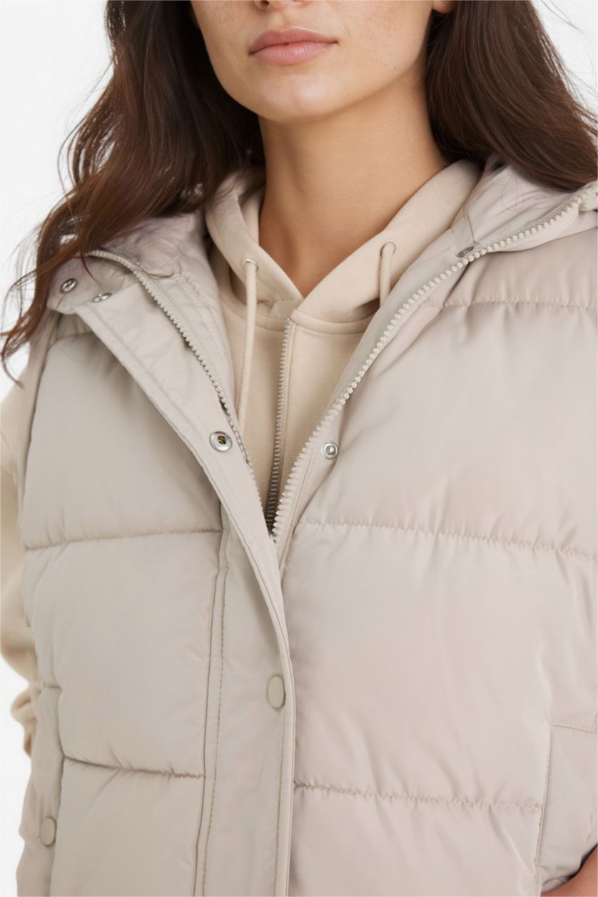 Женщины Слоновая кость Жилет Regular Fit с капюшоном