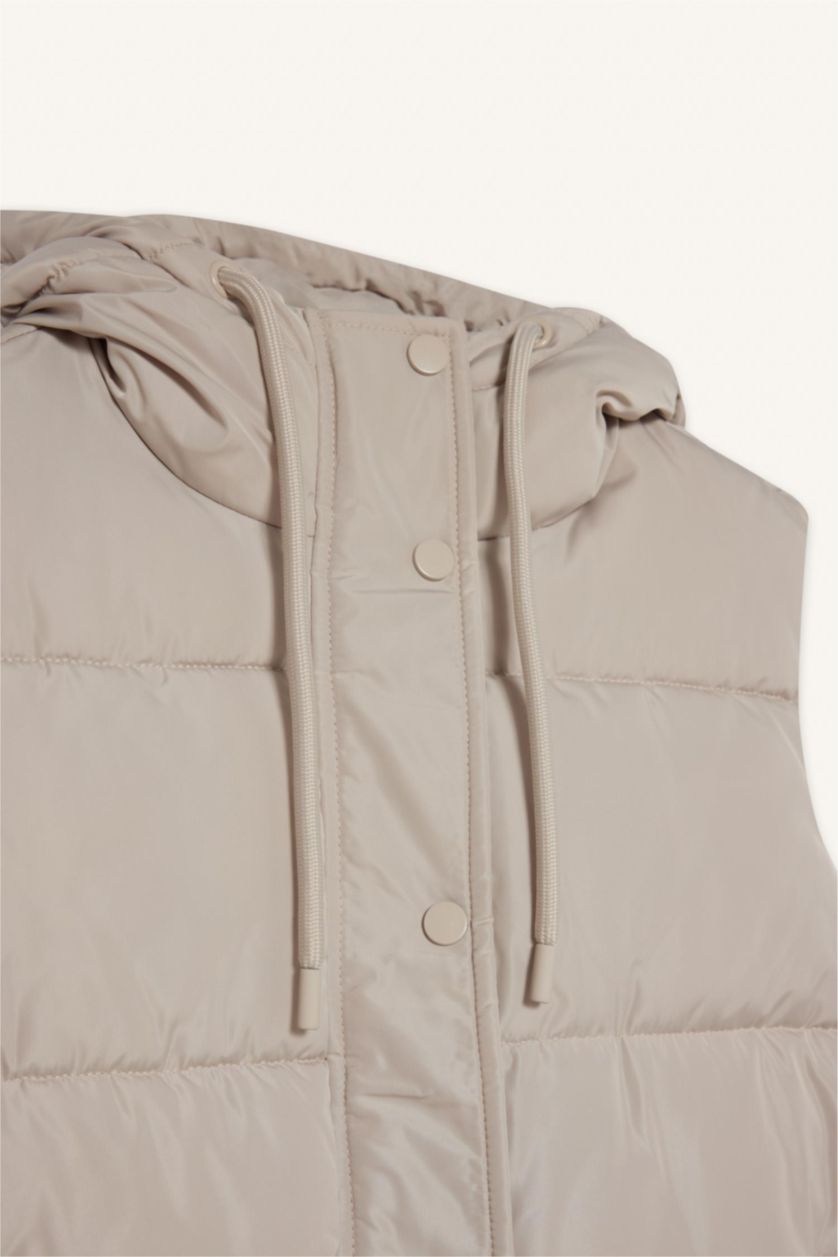 Женщины Слоновая кость Жилет Regular Fit с капюшоном