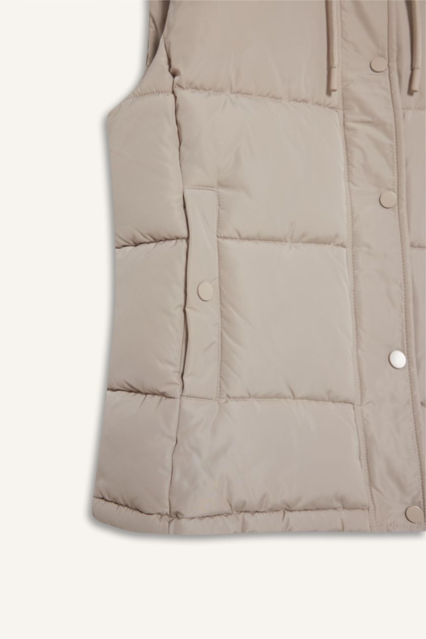 Женщины Слоновая кость Жилет Regular Fit с капюшоном