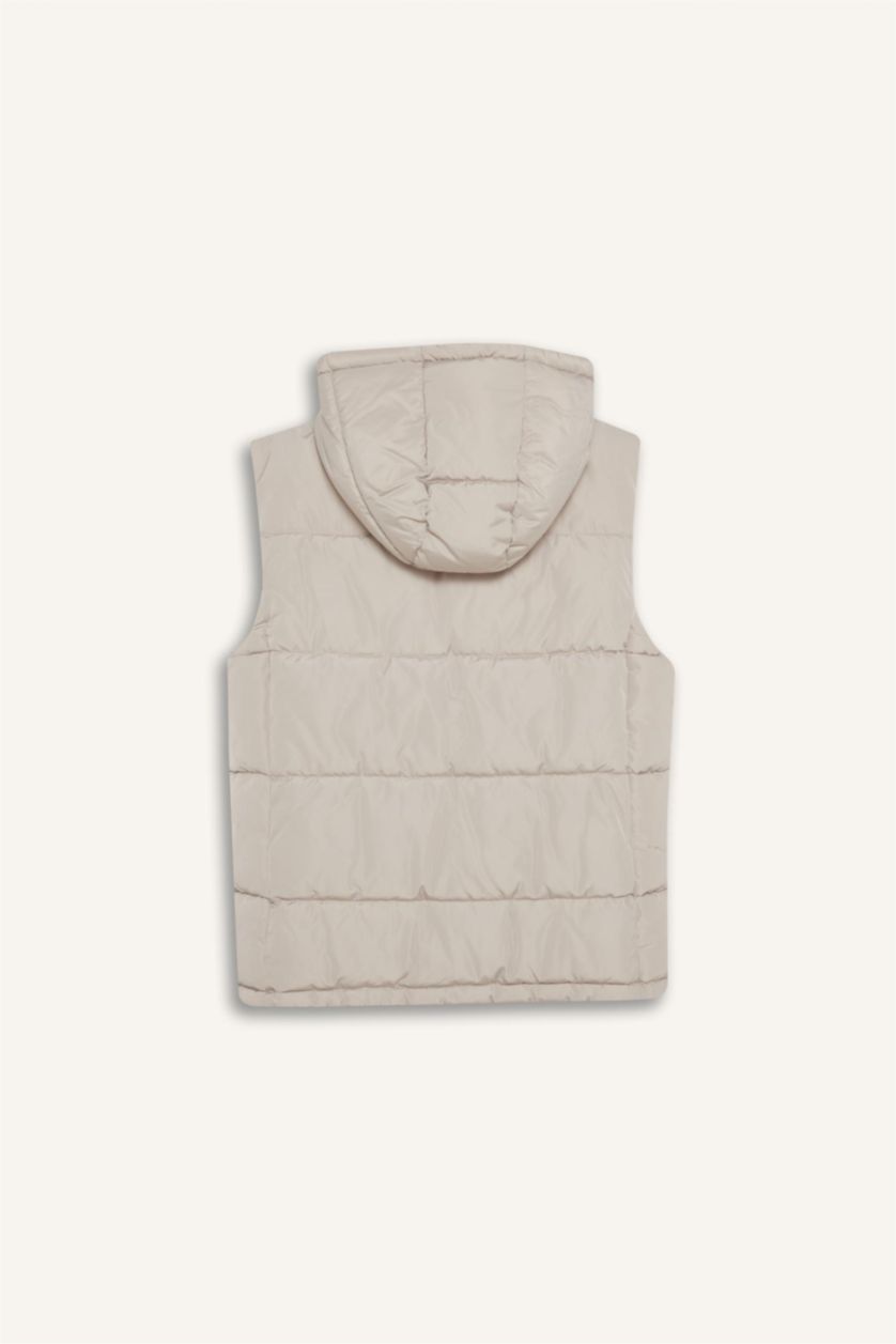 Женщины Слоновая кость Жилет Regular Fit с капюшоном