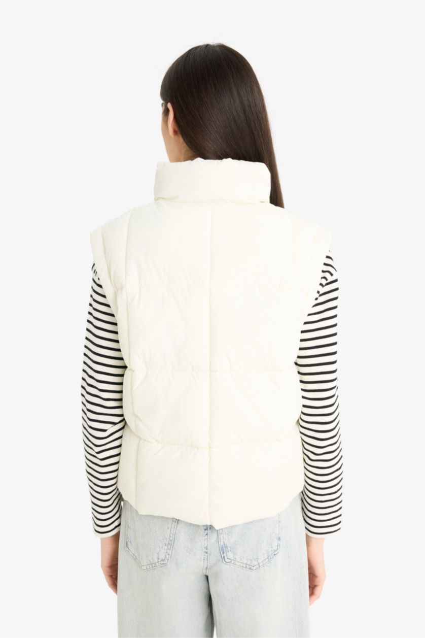 FEMME Écru Gilet doudoune à fermeture zip Coupe régulière
