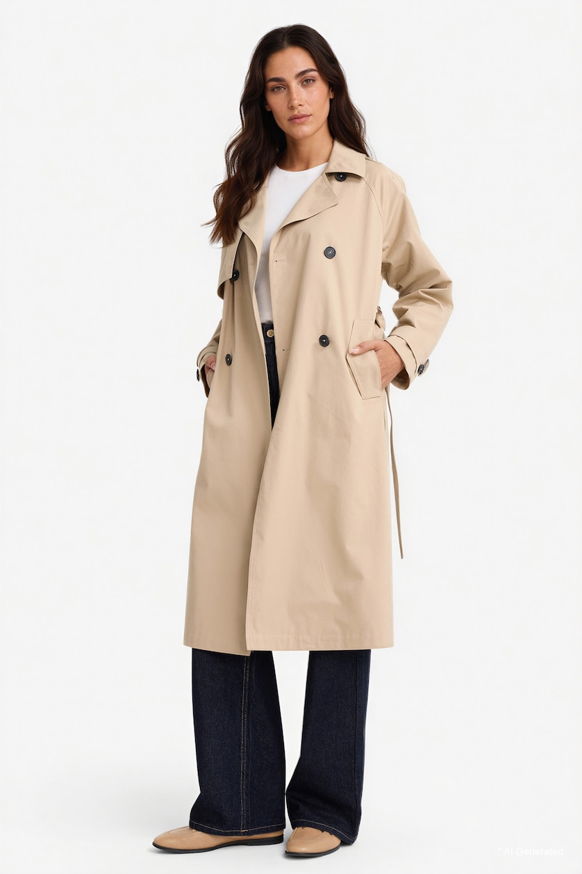 FEMME Beige Coton Coupe Régulière