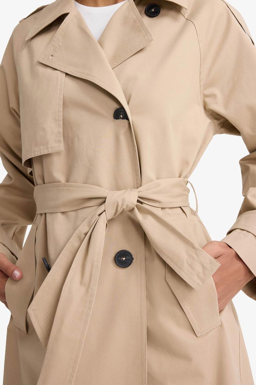 حريمي بيج ترانش كوت طويل قطن بحزام قصة عادية