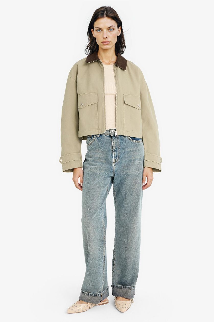 Әйелдерге Жеңіл хаки поло жаға Пальто