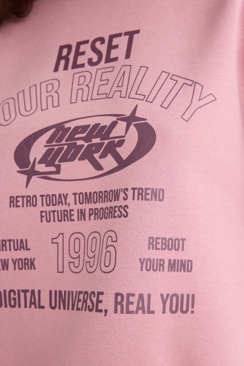 FEMME Bordeaux Sweatshirt imprimé à col rond Coupe régulière