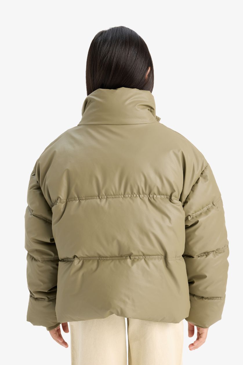 GIRLS & TEENS Light Khaki Girl Zippered Puffer Jacket