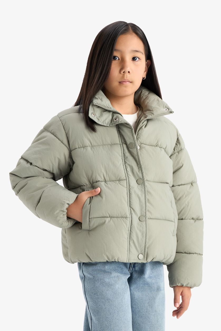 FILLES Vert Clair Doudoune imperméable zippée pour fille