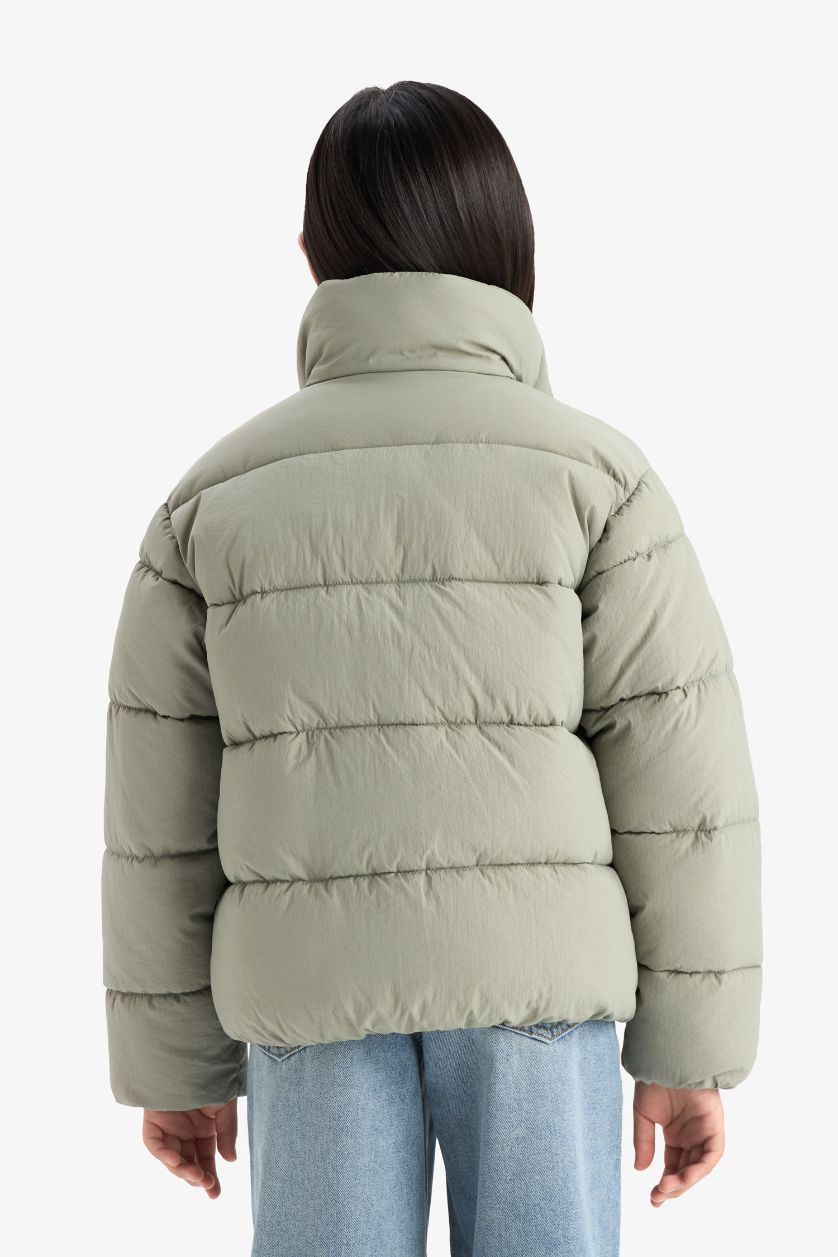 FILLES Vert Clair Doudoune imperméable zippée pour fille