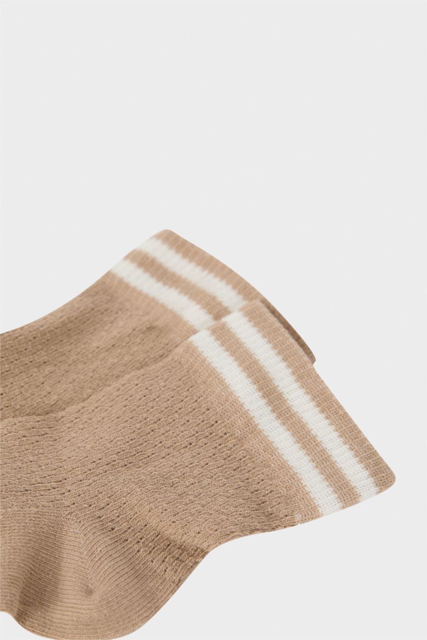 Kadın Koyu Kahve Kadın Dikişsiz Ajur Penye Pamuklu Premium Soket Çorap