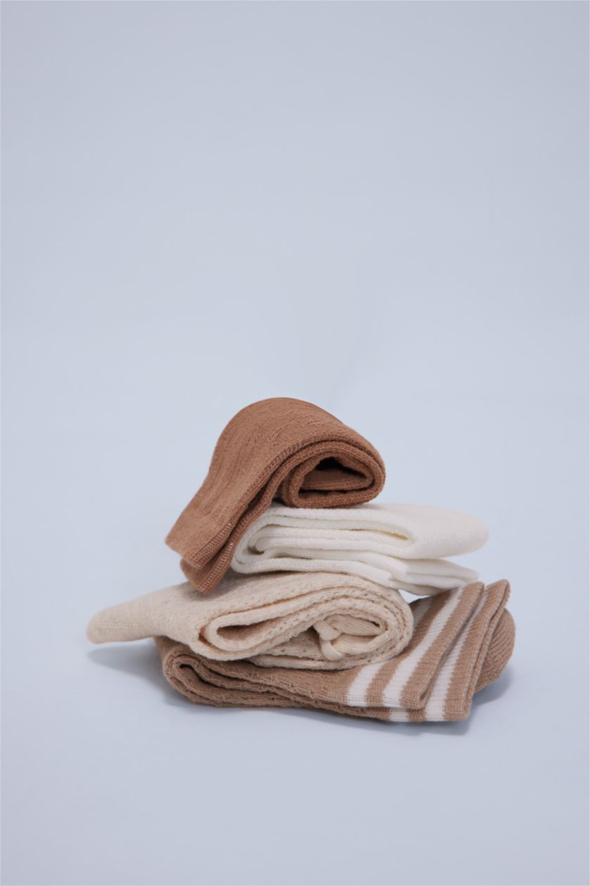 Kadın Koyu Kahve Kadın Dikişsiz Ajur Penye Pamuklu Premium Soket Çorap