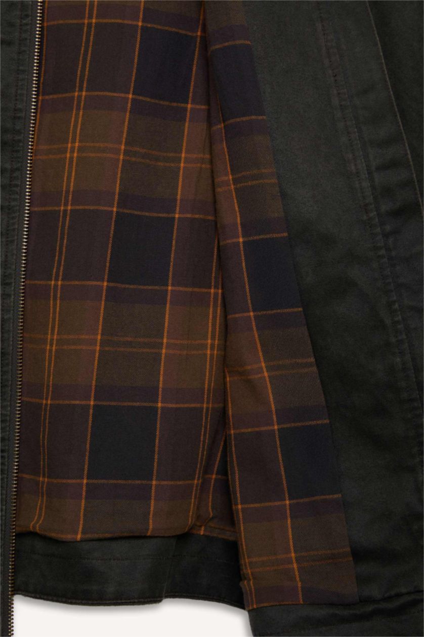 Kadın Haki Su Geçirmez Relax Fit Kontrast Yaka Fermuarlı Mont