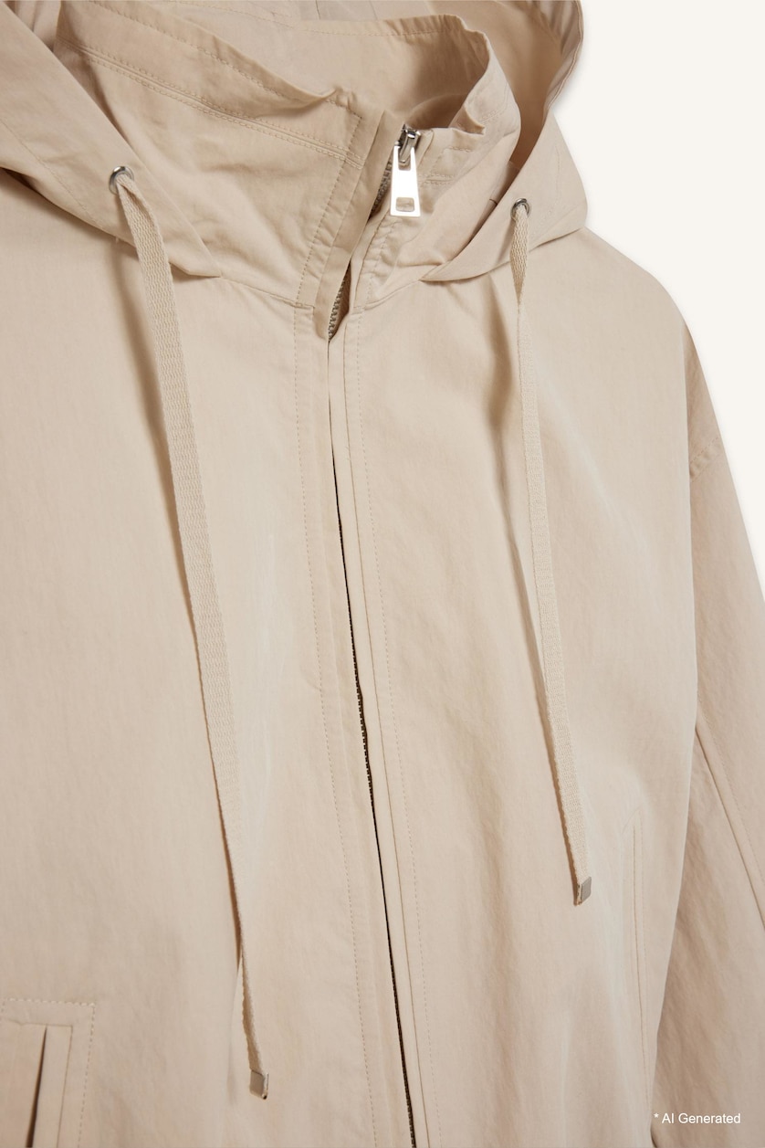 Woman Stone Regular Fit Hooded Waterproof Crop Jacket