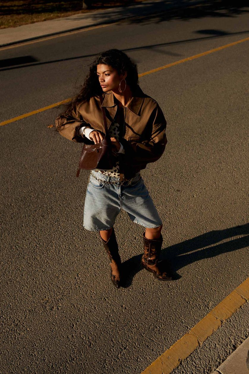 Woman Brown Waterproof Relax Fit Puffer Jacket