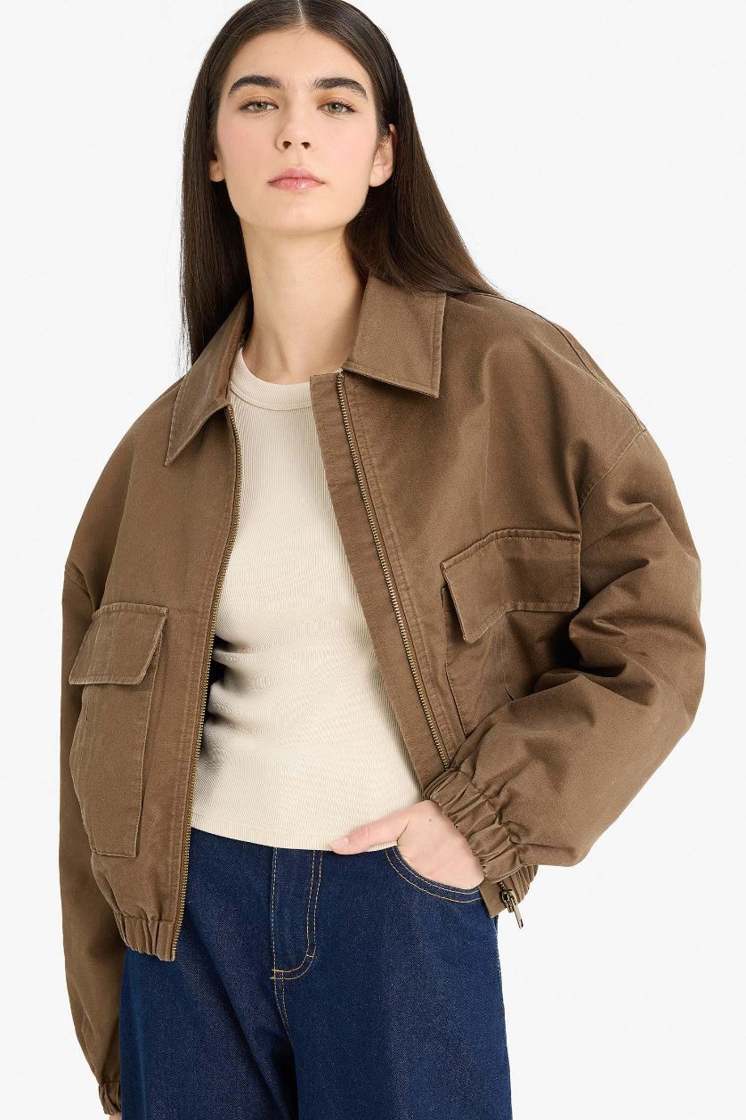 Woman Brown Waterproof Relax Fit Puffer Jacket