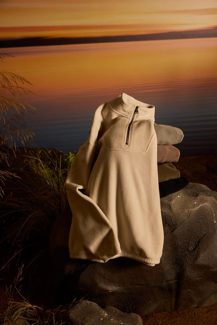 Erkek Taş Yarım Fermuarlı Polar Sweatshirt