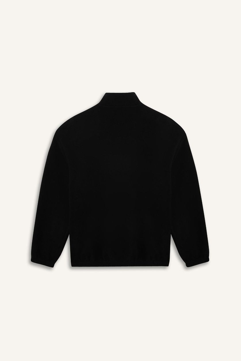 رجالي أسود سويت شيرت قطيفة اوفر سايز بياقة عالية