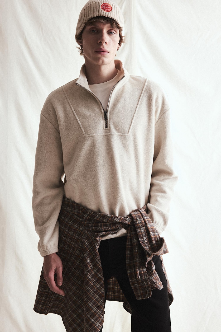 MESHKUJ Stone Boxy Fit fleece Sweatshirt