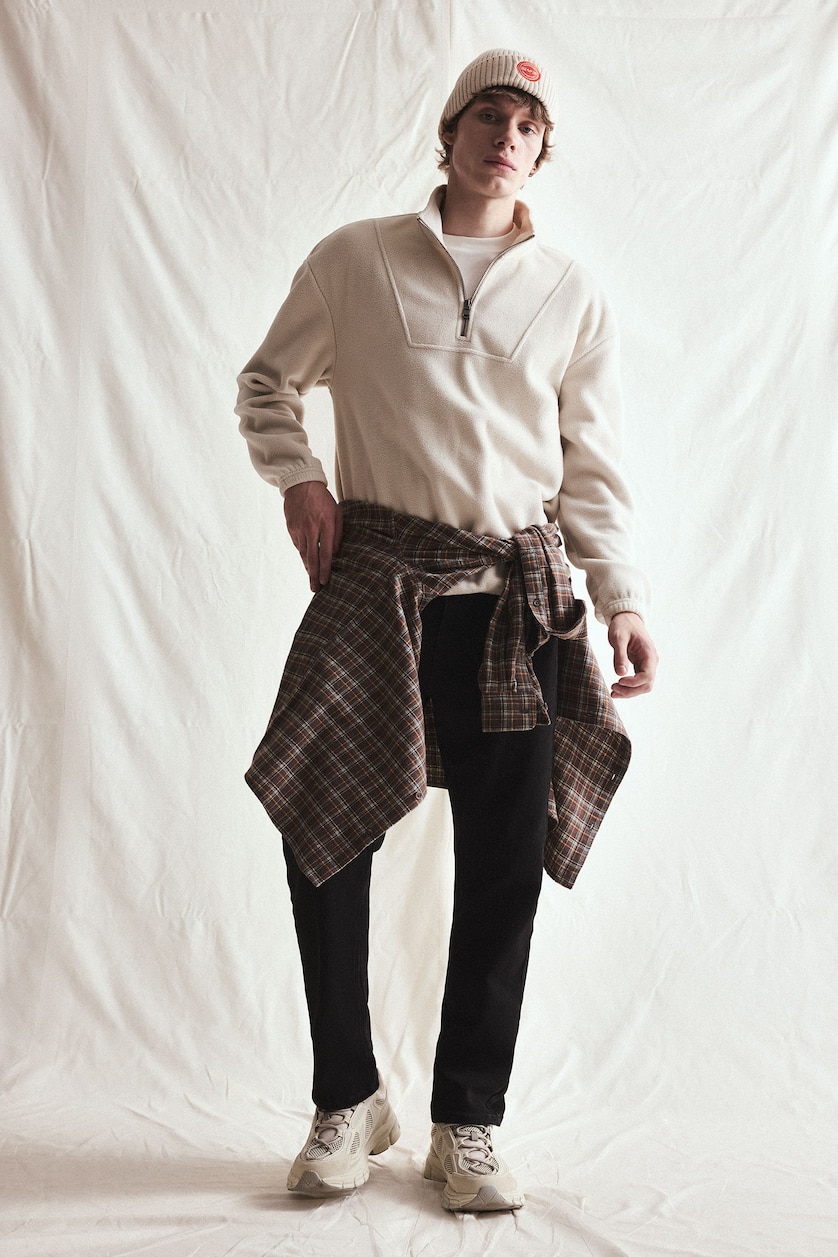 MESHKUJ Stone Boxy Fit fleece Sweatshirt