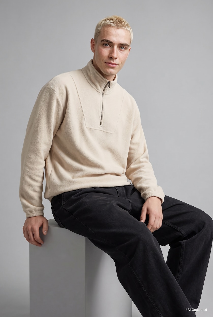Men Stone Boxy Fit fleece Sweatshirt