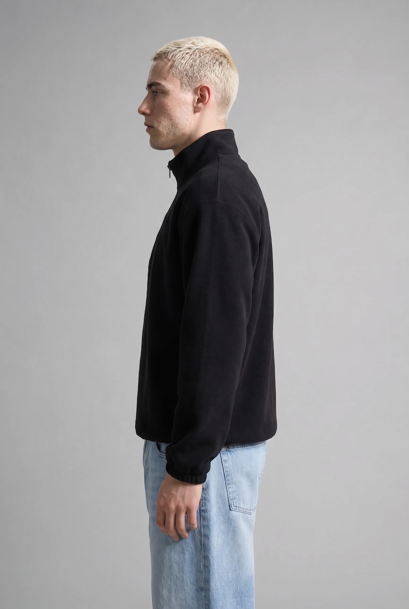 Man Black Boxy Fit fleece Sweatshirt