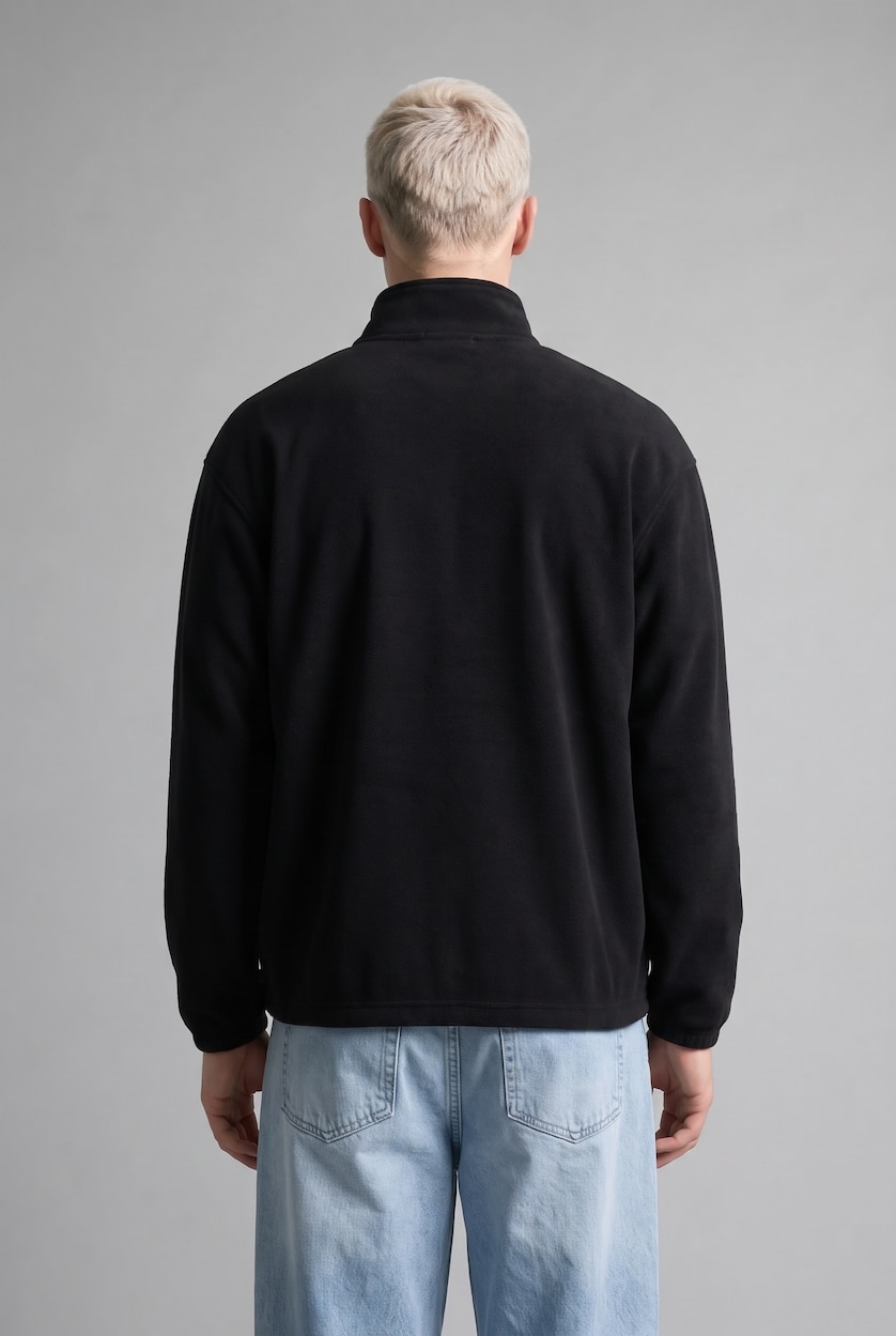 Man Black Boxy Fit fleece Sweatshirt