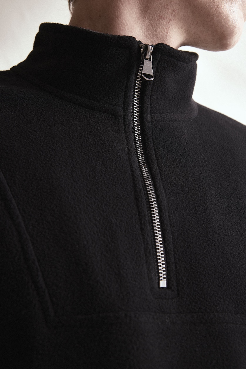MESHKUJ Black Boxy Fit fleece Sweatshirt