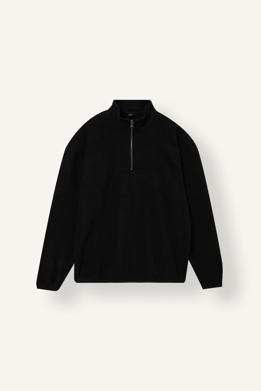 MESHKUJ Black Boxy Fit fleece Sweatshirt