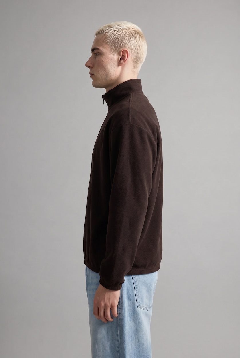 Men Brown Boxy Fit fleece Sweatshirt