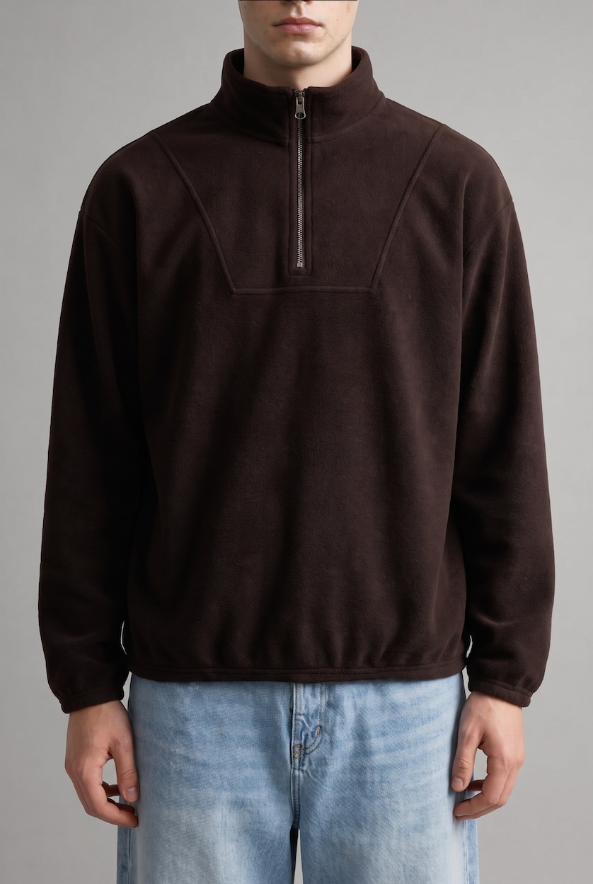 Men Brown Boxy Fit fleece Sweatshirt