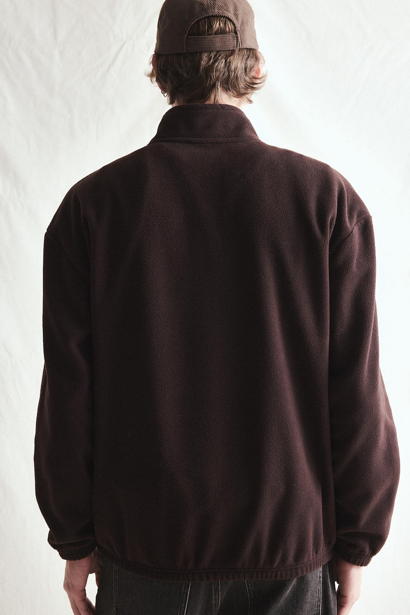 MESHKUJ Brown Boxy Fit fleece Sweatshirt